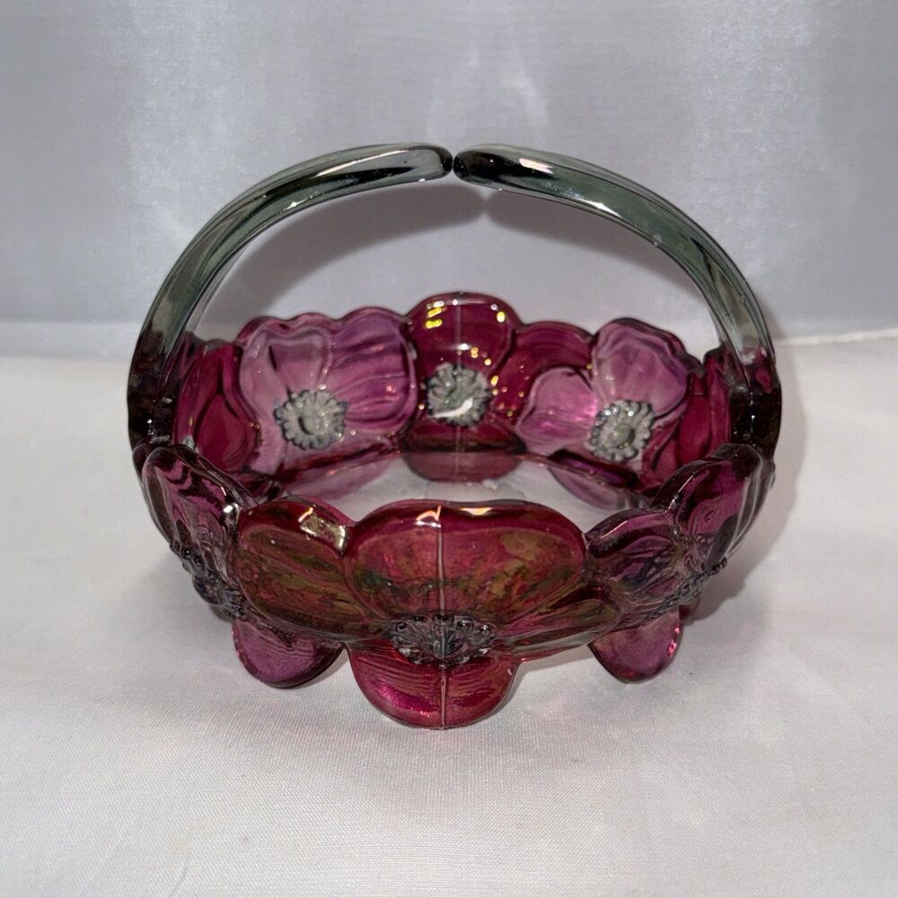 Westmoreland Pansy Ruby Flash Glass Basket